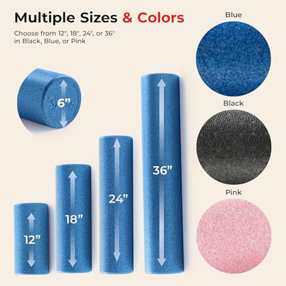 Sunny Health & Fitness 18" Blue High-Density Yoga Foam Roller - color: Blue, size: 18-Inch