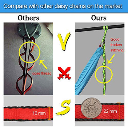 2pcs Safety Daisy Chains Strong Climbing Strap Adjustable Nylon Strap Rope Yoga Pilates Stretching Straps - color: Red, size: 105cm x 1.5cm