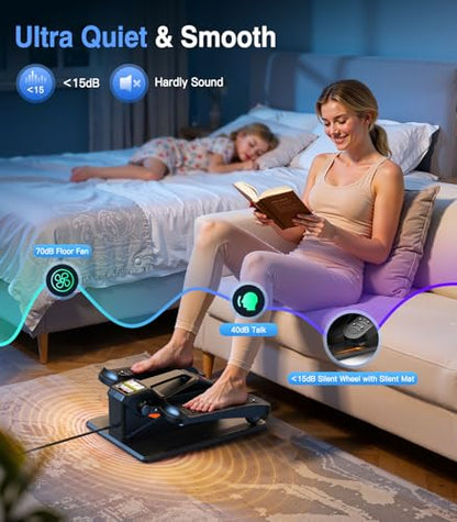 Portable Under Desk Elliptical Machine with Wireless Remote. 12 Manual & 3 Automatic Speeds. Pedal Ellipse Leg Exerciser. Leg Exerciser While Sitting for Seniors Adults Home Office