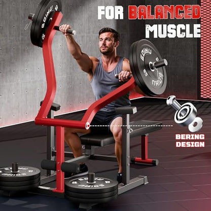Chest Press Machine, GOIMU Z1-PRO Weight Bench Press Machine with Independent Arms, Adjustable Flat Incline Bench Press for Chest, AB Workout Home Gym Equipment - color: Red-100lbs Weight Set