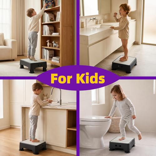 Adjustable Step Stool, Noctilucent Bedside Step, 700 LBS Capacity Safety Step Platform, Indoor and Outdoor Foot Stool for Seniors and Kids, Wide Step Stools Elderly Assistance at Night