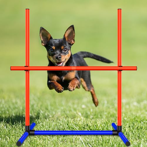 Dog Agility Training Equipment, 2-Sets Adjustable Dog Jumps & Hurdles Set for Backyard, Outdoor Dog Obstacle Course Training Starter Kit with Weave Poles and Carrying Bag for Large Small Dogs - size: 2-Sets