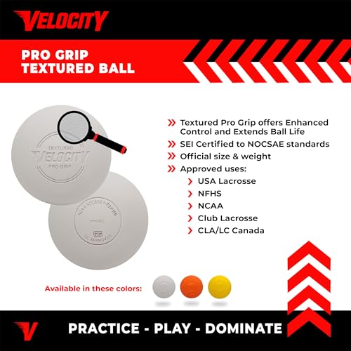 Velocity Pro Grip Lacrosse Balls - 6, 12, 18, 60 and 120 Packs - Certified for Youth, Club, High School, CLA, and College Game Play - color: White, size: 12 Balls