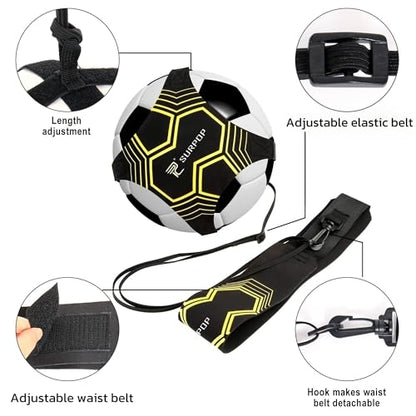 Surpop Soccer/Volleyball/Rugby Trainer, Football Kick Throw Solo Practice Training Aid Control Skills Adjustable Waist Belt for Kids Adults