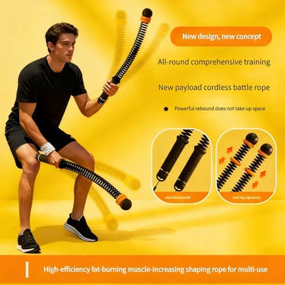 Adjustable Ropeless Battle Ropes Trainer, Ropeless Battle Ropes for Full Body Workout, Home Gym Strength Training, HIIT Cardio, Arm Toning and Fat Burning Exercise Equipment, Purple+W+T+H+Fascia Ball - color: Purple+wristbands+towel+headhand+fascia Ball