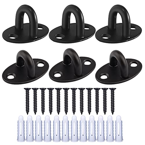 Stainless Steel Heavy Duty Mini Ceiling Hooks with Screws and Plastic Anchors, Wall Mount Pad Eye Plate Top Hook Hanging Hardware for Yoga Hammock Swing Boat Sandbag Plant Basket