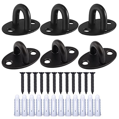 Stainless Steel Heavy Duty Mini Ceiling Hooks with Screws and Plastic Anchors, Wall Mount Pad Eye Plate Top Hook Hanging Hardware for Yoga Hammock Swing Boat Sandbag Plant Basket