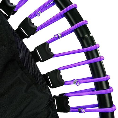 LEAPS & REBOUNDS 48" Adjustable Stability Bar Attachment with 48" Mini Fitness Trampoline and Home Gym Rebounder for Cardio Exercises, Purple