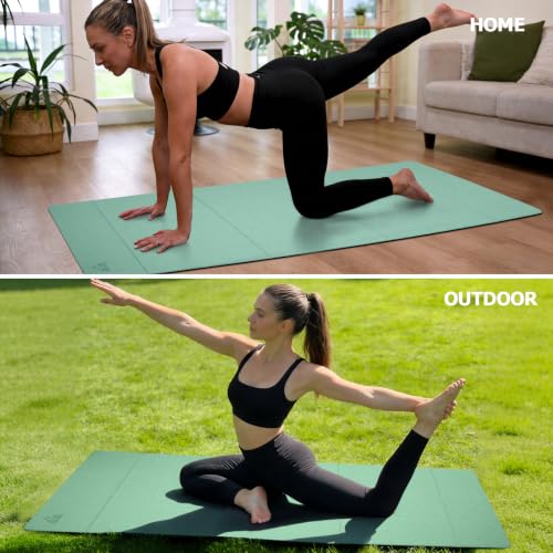 IwIeIaIrI Foldable POE Non Slip Yoga Pilates Mat– 1/4" (6mm) Thick - color: Green