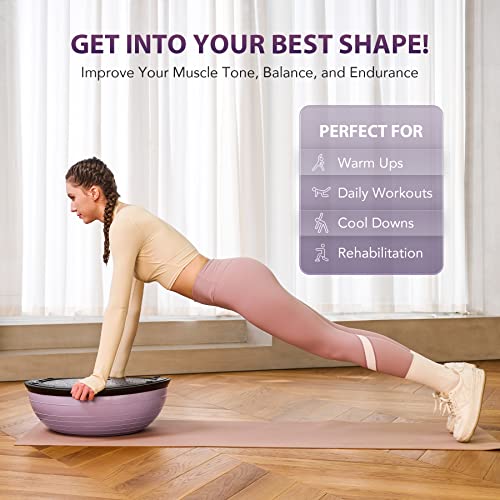 ZELUS 23in. Balance Ball with 55cm Yoga Ball, Resist Bands & Foot Pump - color: Lilac
