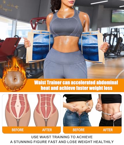 Womens Waist Trainer Corset with Zipper Sweat Waist Trimmer for Women Workout Belt Corset Shapewear