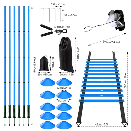 24Pcs Soccer Agility Training Equipment Set Ultimate Agility Poles Cones Ladder More for Quick Assembly and Easy Portability Suitable for All Skill Levels Enhance Speed Agility Training