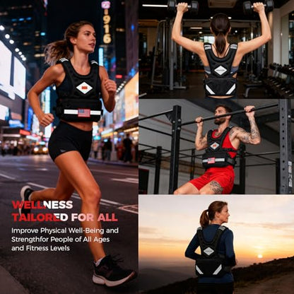 Weighted Vest Woman & Men, 6-10lb/8-20lb/8-30lb Adjustable weighted Vest With Pockets & Reflective Strips for Walking, Running, Hiking,Rucking, Workout, Strength Training - size: 6-10LB