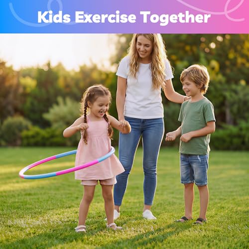 Liberry Kids Exercise Hoop, Detachable Fitness Rings for Workout, Adjustable Plastic Hoop for Home, Gym, Dance, Sport Toy Gift in Blue, Pink - size: 1 pack-6 pieces