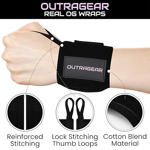 18" OG-Grade Wrist Wraps for Weightlifting – Heavy Duty Wrist Support with Thumb Loop & Lockdown Strap – Wrist Straps for Powerlifting, Bench Press & Gym Training - color: Savage Her Pink