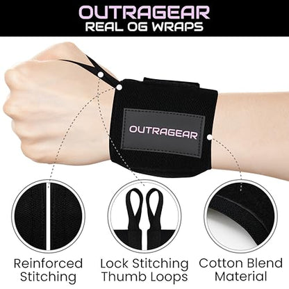 18" OG-Grade Wrist Wraps for Weightlifting – Heavy Duty Wrist Support with Thumb Loop & Lockdown Strap – Wrist Straps for Powerlifting, Bench Press & Gym Training - color: Savage Her Pink