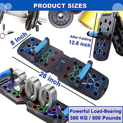 Upgraded push up board for men,Portable Foldable Multi-Function 30 in 1 perfect push-up board,Push Up Bar with Automatic Count and Resistance Bands,Push up Handles for Floor Home Gym chest Workout