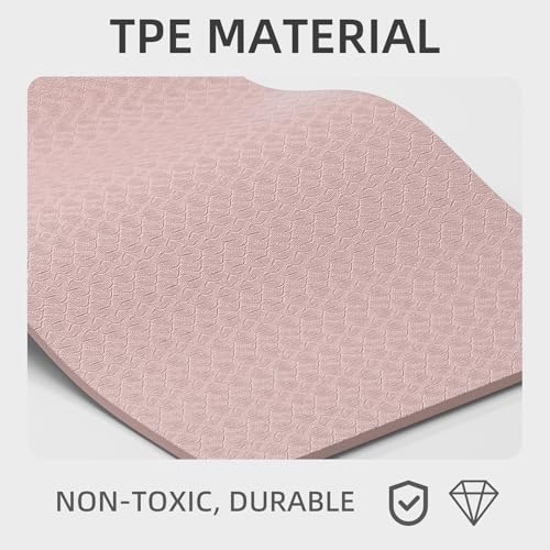10 mm Yoga Mat 72"x26" TPE Non-Slip Exercise Mat 0.4" Thick, Easy-to-Carry Fitness Mat for Yoga, Pilates & Workout, Professional Mat, Made with Recyclable Material, Durable, Easy to Clean - color: Pink