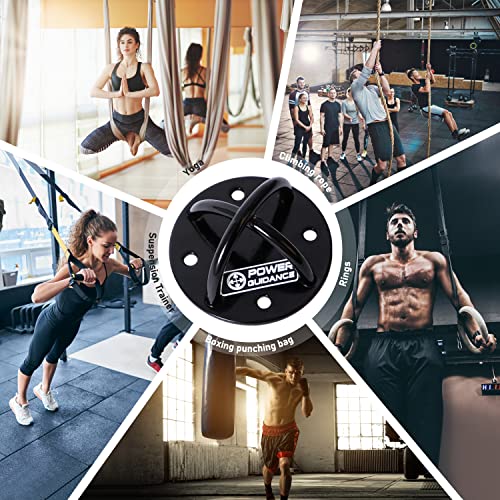 POWER GUIDANCE Wall and Ceiling Mount Bracket for Suspension Straps, Gymnastic Rings, Yoga Swings & Hammock Resistance Band Battle Rope - color: Black (set of 1)