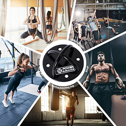 POWER GUIDANCE Wall and Ceiling Mount Bracket for Suspension Straps, Gymnastic Rings, Yoga Swings & Hammock Resistance Band Battle Rope - color: Black (set of 1)