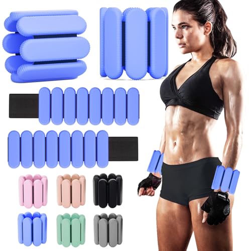 YOVKOK Adjustable Wrist Ankle Weights, 2 LBS/Pair, Bundle Options - color: Blue