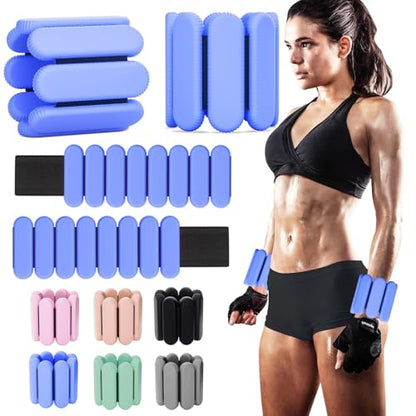 YOVKOK Adjustable Wrist Ankle Weights, 2 LBS/Pair, Bundle Options - color: Blue