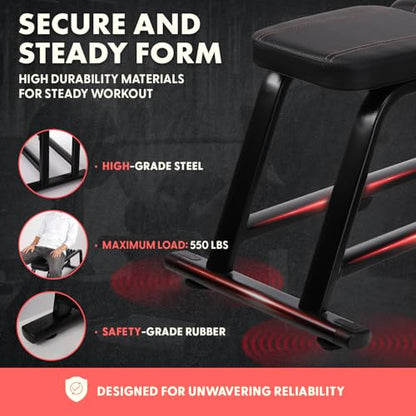 Foldable Flat Weight Bench, Heavy-Duty Workout Bench for Home Gym, Compact and Portable Design, Adjustable and Durable Built with Cushioned Backrest for Strength and Resistance Training
