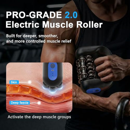 Electric Rolling Massager with Dock – Hands-Free Desk or Handheld Muscle Roller for Legs, Calves, Neck & Back, Deep Tissue Relief, Rechargeable 3 Speeds