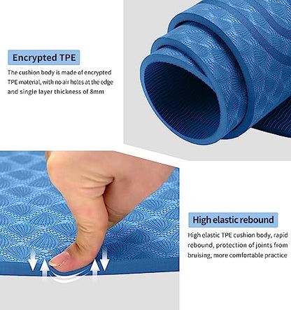 8/20/30mm Jump Rope Mat Fitness Exercise Mat Durable, Non-Slip, Workout Mats with Jump Rope & Carrying Bag for Home Gym Flooring (55"x 24")