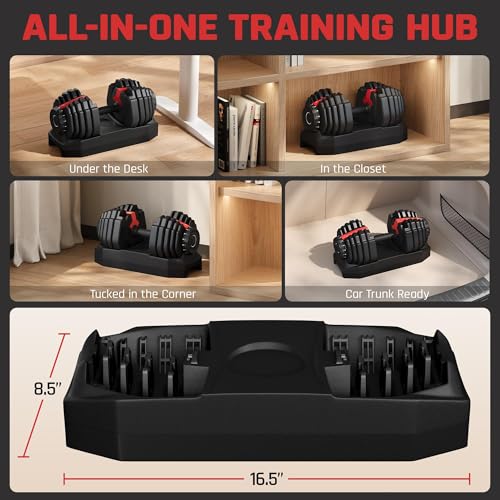 Yaheetech Adjustable Dumbbell Set Free Weights for Home Gym 15-in-1 Quick Lock Adjustable Dumbbells Interchangeable Women Men Full Body Strength Training with Anti-Slip Handle Black