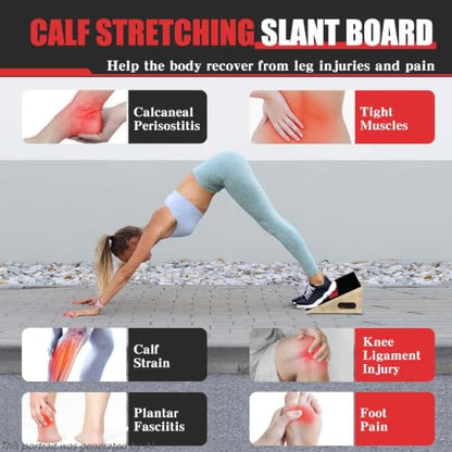 CAELUM Slant Board for Squats, Training Incline Board for Knees Over Toes, Wooden Non-Slip 25 Degree Incline Durable Board for Calf Stretch, Weightlifting, Fitness, 1000 Lbs Weight Capacity