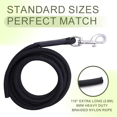 Pilates Reformer Replacement Ropes (2 Pack), 110” Extra Long 8mm Nylon Rope with Metal Grommet, Heavy Duty Low-Noise Pulley Rope for Reformer, Tower & Cadillac-Style Equipment - color: strap with hook