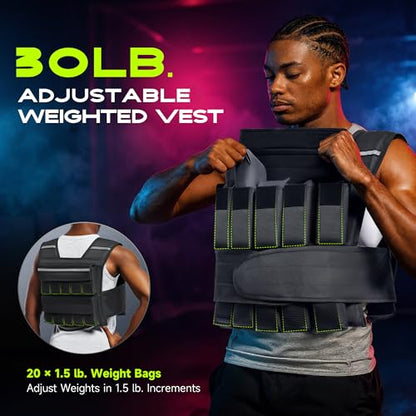 Adjustable Weighted Vest for Men Women, 20lb 30lb 45lb 60lb Weight Vest with 20 Removable Weights, Heavy Duty Running Vest with Reflective Strips for Walking Strength Training Calisthenics - size: 30 lbs-Sandbags