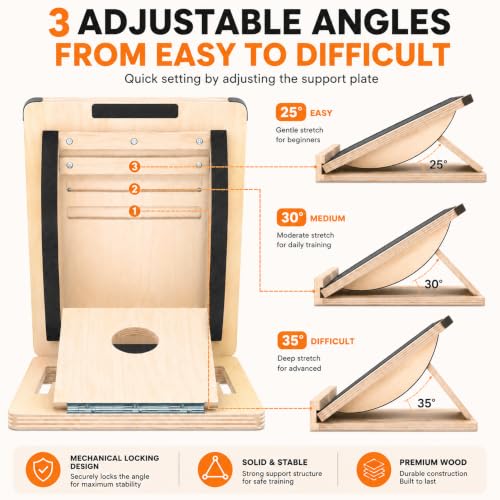 MUCITAGF 2-in-1 Professional Wooden Balance Board & Slant Board, 3 Angles