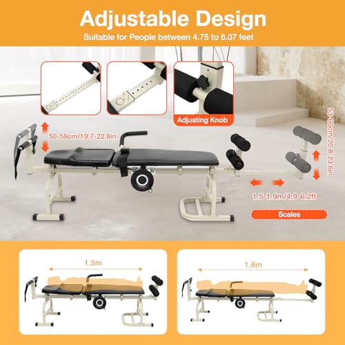Massage Traction Bed Multifunctional Cervical Spine Stretcher Back Stretch Decompression Workout Bench Body Stretching Device for Lumbar Spine Cervical Home Indoor Workout