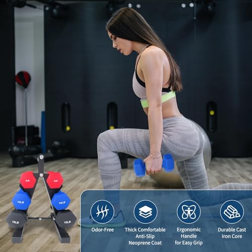 Neoprene Dumbbell Set for Women & Kids - Light Dumbbell Set (1/2/3, 2/3/5, 3/5/8, 5/10/15 LB) with Storage Plastic Case, Packed In Pairs, Set of Small Weights for Home, Living Room, Bedroom - size: 5+10+15 LBS