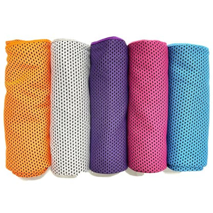 5 Pack Cooling Towel 47"x13.78"(120x35cm) Microfiber, Soft Breathable Chilly Towel Stay Cool for Yoga, Sport, Gym, Workout, Camping, Fitness, Running(5, Grey+Blue+Rose Red+Purple+Orange)