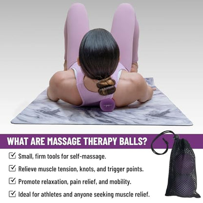 Silicone Massage Lacrosse Balls for Trigger Point Therapy, Muscle Knots, and Physical Therapy. Set of 2 Balls with Carrying Bag. Latex-Free. Ideal for Deep Tissue Massage and Myofascial Release - color: Purple Haze