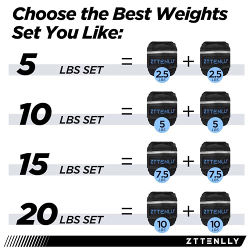 Adjustable Ankle Weights 1-5/10/15/20LBS Pair with Carry Bag - Breathable Fabrics, Reflective Trim - Strength Training Leg Wrist Arm Ankle Walking Weights Sets for Women Men Kids - color: Blue, size: 20 lbs Pair (10 lbs Each)