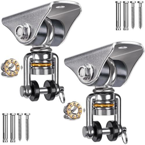 SELEWARE Anti-Squeaking Swing Hanger Stainless Steel Swing Hook Bearing Inside Free Swivel Ceiling Mount Bracket for Hammock Chair Toddler Swing Yoga Swing Punching Bag 2 Pack - color: Silver ( 2 Pack 360° Bearing Swing Hanger )