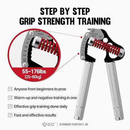 GD IRON GRIP Grip Strength Trainer Adjustable Hand Gripper Strengthener Hand Grip Exerciser Wrist Strengtheners Silent & Durable – Forearm, Finger & Hand Strength Training for Athletes, Climbers & Rehabilitation
