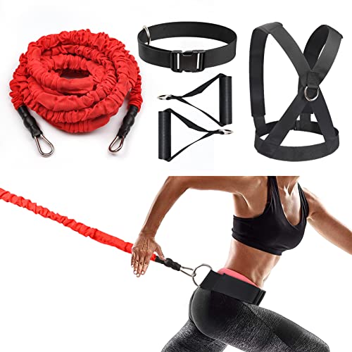 Resistance Running Training Bungee Band, Bungee Resistance Cord Set, Long Resistance Band, Lateral Movement Sprint Overspeed Training Fitness for Fast