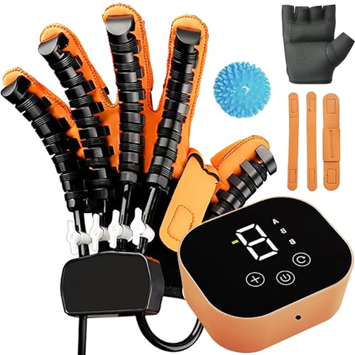 Rehabilitation Robot Gloves Hemiplegia Hand Stroke Recovery Equipment with 3 Training Modes, Robot Hand Glove Finger Trainer with Strength Adjustment - color: Left, size: Medium