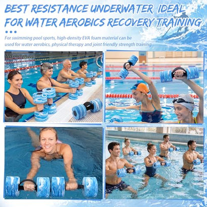 Lewtemi 6 Pcs Water Weights Pool Exercise Set, Aqua Exercise Dumbbells with Handle Strips, High-density Eva-foam Dumbbells for Water Aerobics, Pool Fitness - size: Multi-szie