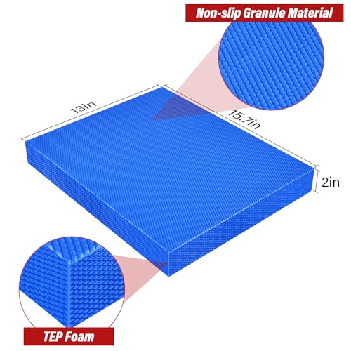 Balance Pad- Foam Balance Pad for Workout, Non-Slip & Water-Resistant Stability Trainer Mat, Soft TPE Exercise Foam Mat for Rehabilitation Stability,Physical Therapy,Fitness,Yoga (15.7" * 13" * 2") - color: Blue