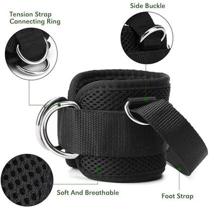 1 Pair Ankle Straps Adjustable D-Ring Ankle Strap for Cable Machine Comfortable Padded Work Out Cuffs for Kickback, Glute Workout, Leg Extension| Straps