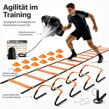 Multicolor Agility Ladder Set, Speed Agility Kit for Football Training, 12 Piece Speed Training Equipment for Kids, Full Training Set