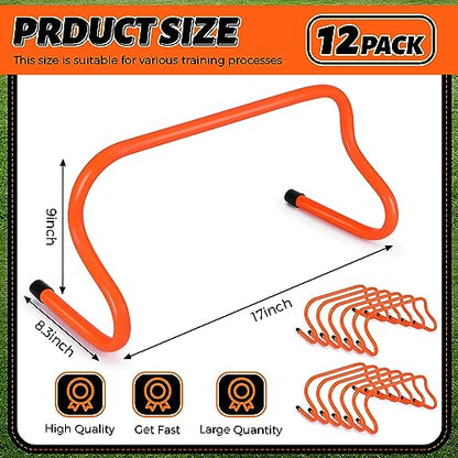 Wettarn 12 Pcs 9" Speed Training Agility Hurdles for Athletes Reliable Training Hurdle Plyometric All Purpose Practice Equipment for Soccer Basketball Football - color: Orange