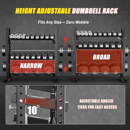 3-Tier Adjustable Dumbbell Rack, Heavy-Duty Weight Rack for Home Gym, Space-Saving Weight Storage Rack for Dumbbells, Kettlebells, Barbells & Plates (Rack Only) - size: 33.8X19.7X37inch