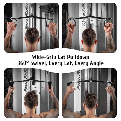 LAT Pull Down Bar Set with 360° Rotatable Handles, LAT Pulldown Attachments for Whole Back Training, Heavy-Duty Locking LAT Pulldown Bars for Home Gym Cable - color: Black